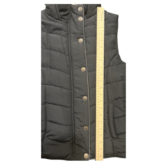 Aeropostale Hooded Puffer vest women Size Small Black Faux Fur - Picture 5 of 9